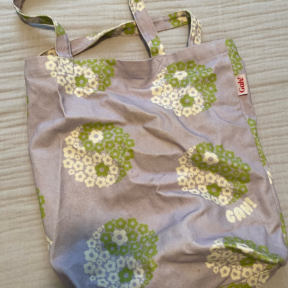 Lisa Says Gah! Purple and Green Floral Tote Bag